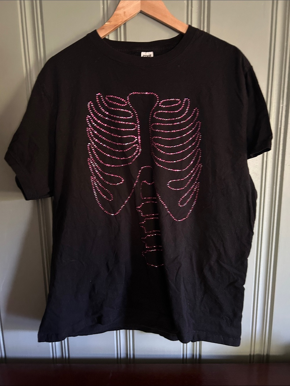 VS Pink Rhinestone Embellished Ribcage Tee